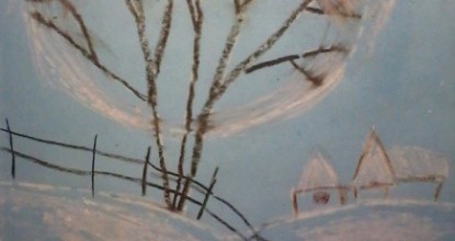 Рисуем восковыми мелками — Зимнее дерево
