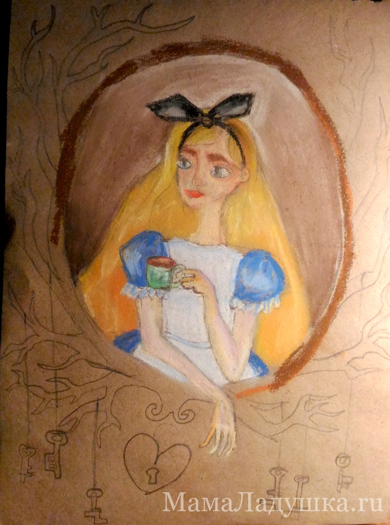 Алиса — рисунки пастелью