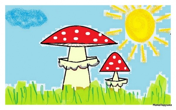 Мухомор — рисование на компьютере